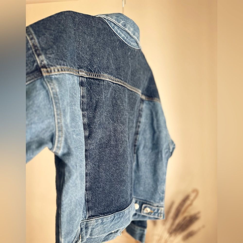 Mango Denim Combination Two Tone Jacket - Picture 3 of 4